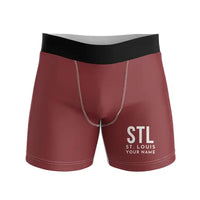 Thumbnail for St. Louis Lambert International Airport (STL) Men Boxers - Code + Name - Dark Red