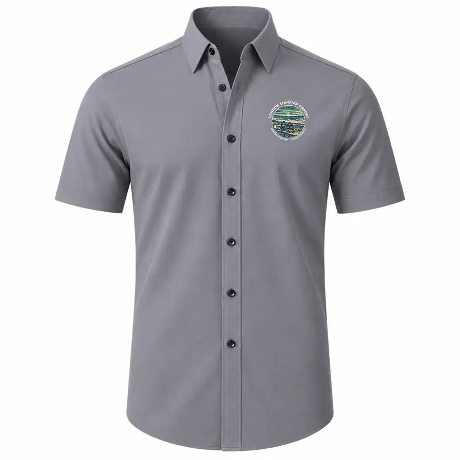 London Stansted Airport (STN) Shirts - Short Sleeve Shirt - Badge - Gray