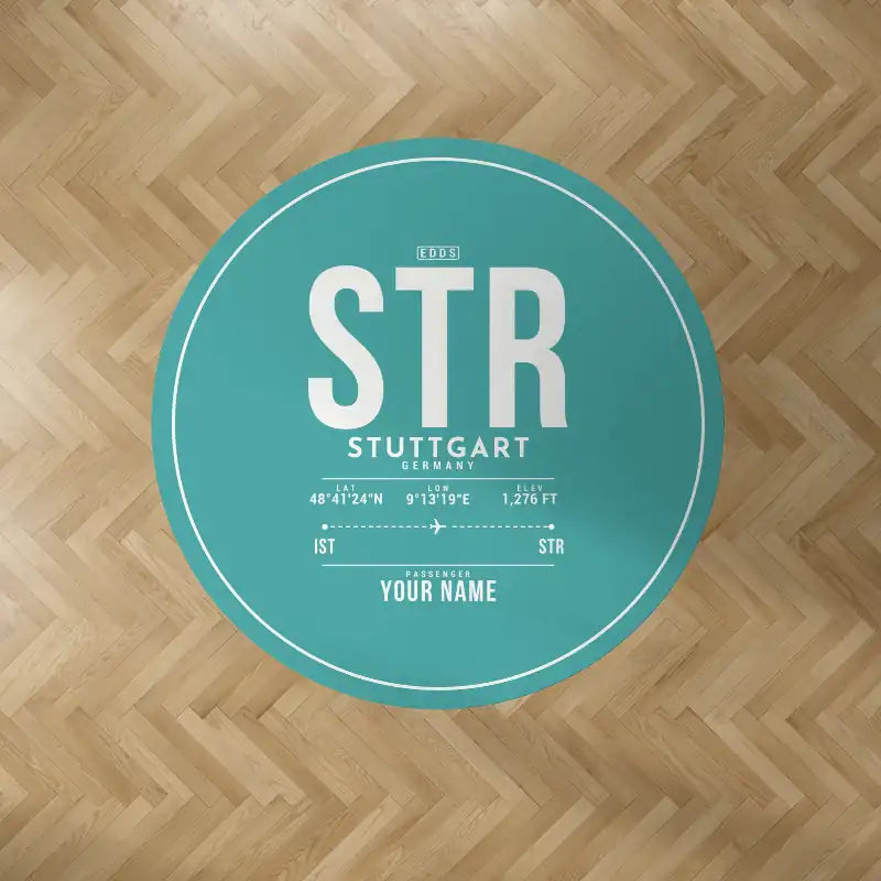Stuttgart Airport (STR) Carpets - Carpet Round - ID Tag + Name - Turquoise