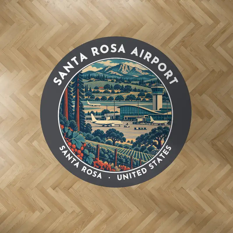 Charles M. Schulz–Sonoma County Airport Santa Rosa (STS) Carpets - Carpet Round - Badge - Dark Gray
