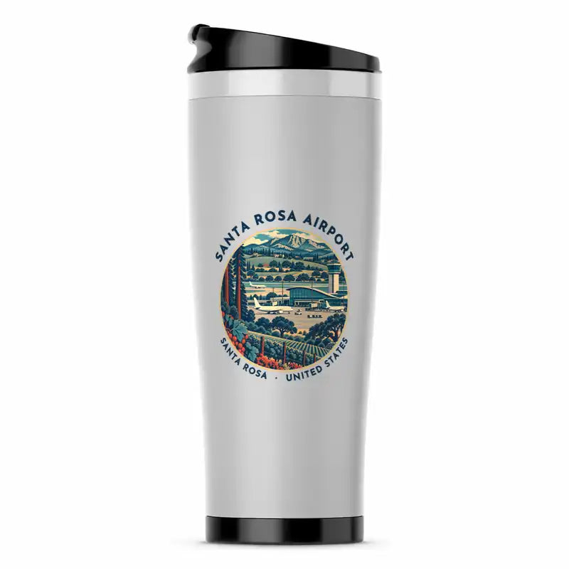 Charles M. Schulz–Sonoma County Airport Santa Rosa (STS) Travel Mugs - Badge - Stainless Steel (No Holder) - Light Gray
