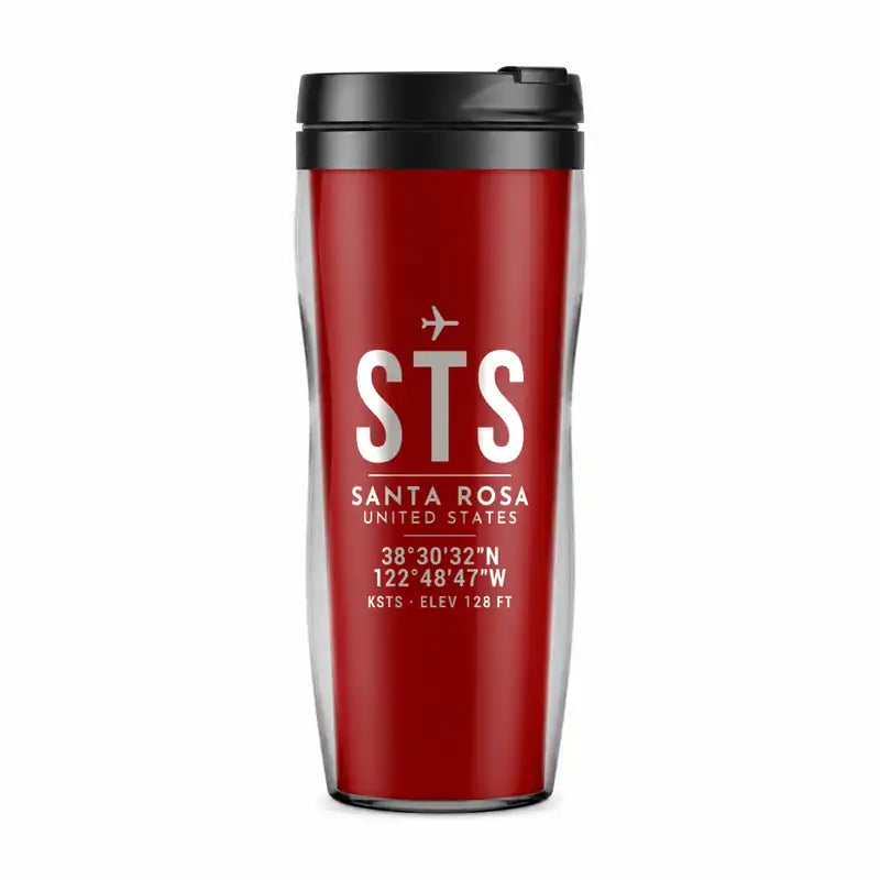 Charles M. Schulz–Sonoma County Airport Santa Rosa (STS) Travel Mugs - ID Tag - Plastic (No Holder) - Red