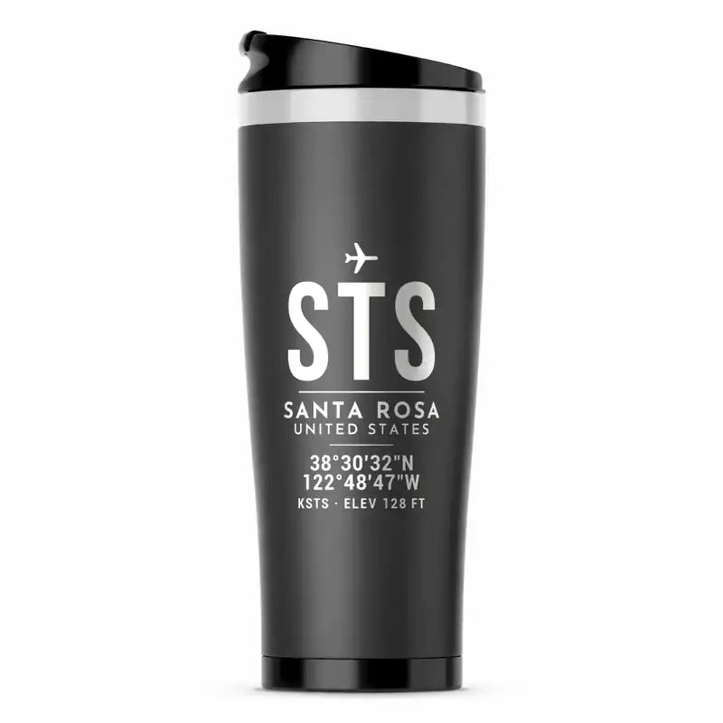 Charles M. Schulz–Sonoma County Airport Santa Rosa (STS) Travel Mugs - ID Tag - Stainless Steel (No Holder) - Gray