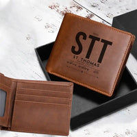 Thumbnail for Cyril E. King Airport (STT) Leather Wallets - Laser Leather Wallet - Tag