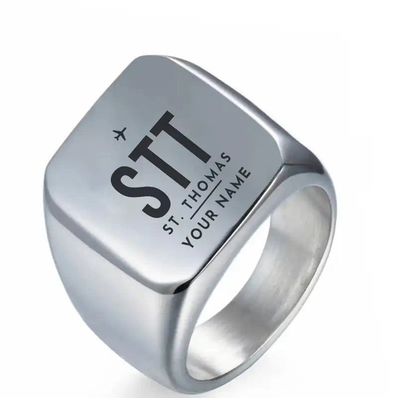 Cyril E. King Airport (STT) Rings - Ring - Silver + Name