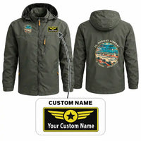 Thumbnail for Cyril E. King Airport (STT) Stylish Jackets - Hooded Windbreaker - Badge + Name - Olive Green
