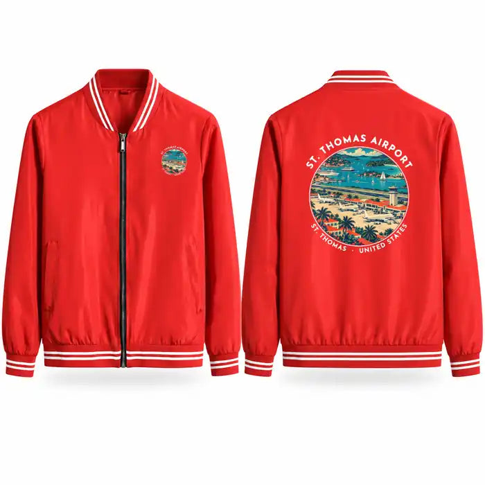 Cyril E. King Airport (STT) Stylish Jackets - Baseball Collar - Badge - Red