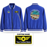 Thumbnail for Cyril E. King Airport (STT) Stylish Jackets - Baseball Collar - Badge + Name - Royal Blue