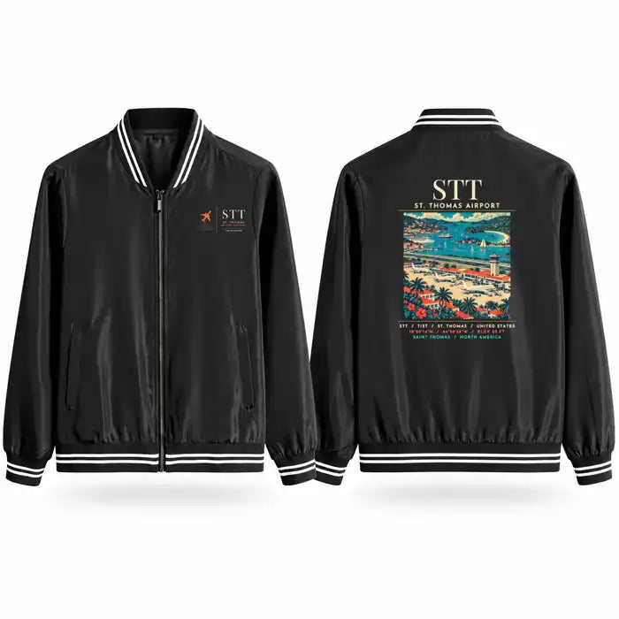 Cyril E. King Airport (STT) Stylish Jackets - Baseball Collar - Poster - Black