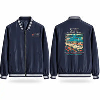 Thumbnail for Cyril E. King Airport (STT) Stylish Jackets - Baseball Collar - Poster - Navy Blue