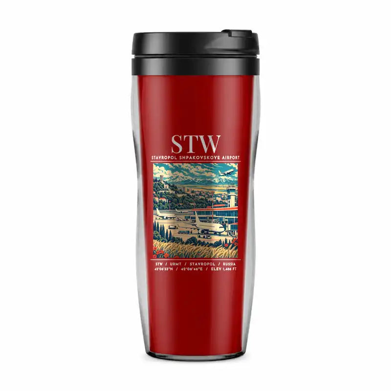 Stavropol Shpakovskoye Airport (STW) Travel Mugs - Poster - Plastic (No Holder) - Red