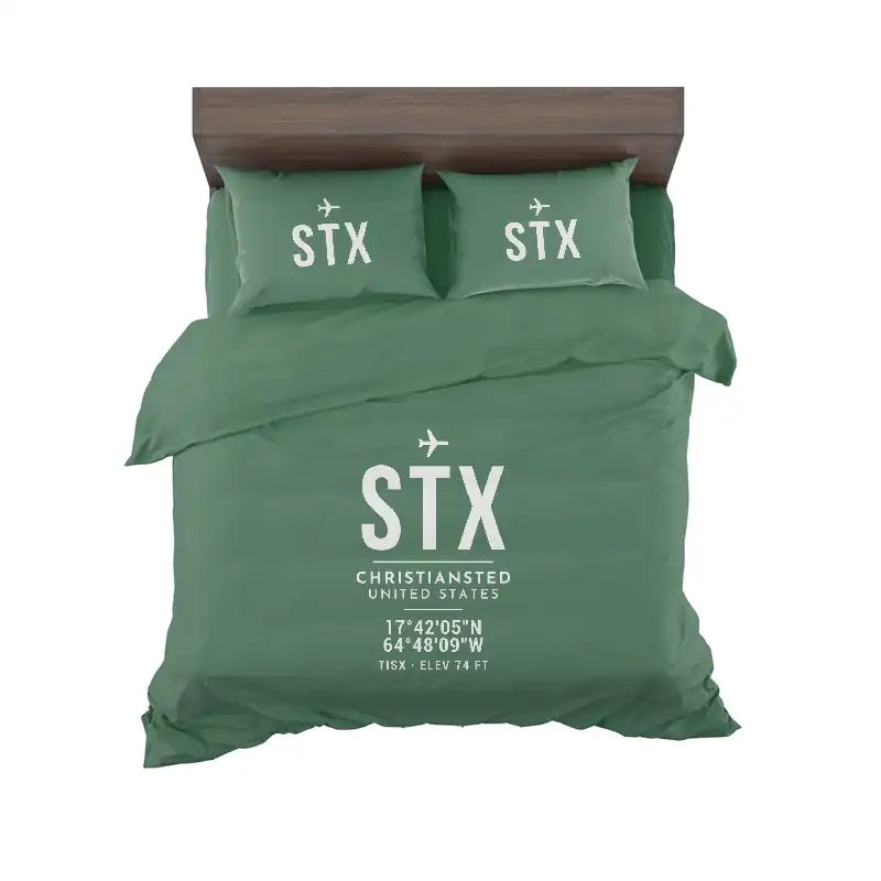 Henry E. Rohlsen Airport (STX) Bedding Sets & Blankets - Bedding Set - ID Tag - Green