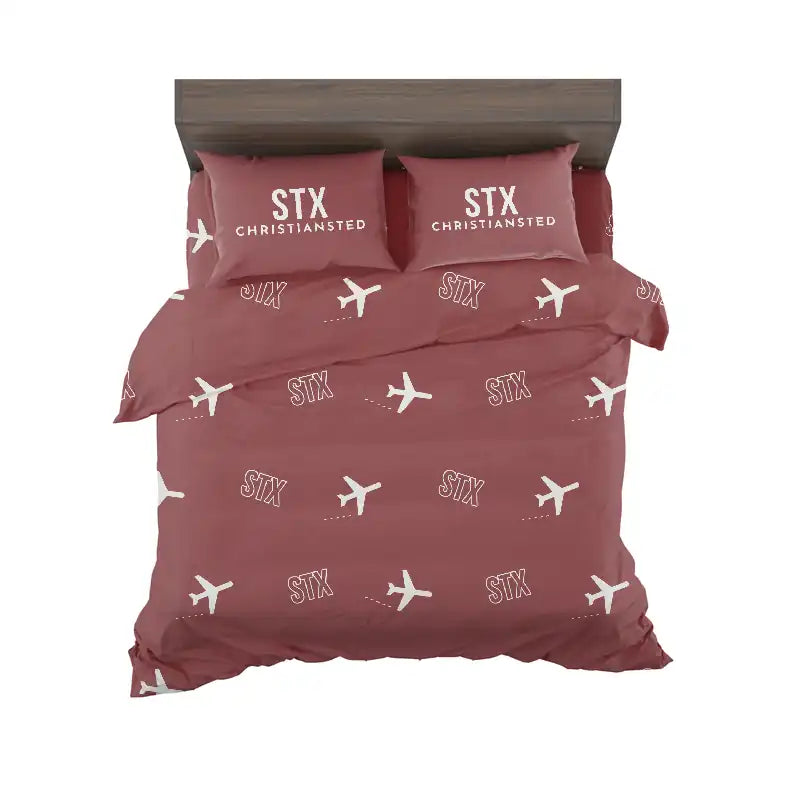 Henry E. Rohlsen Airport (STX) Bedding Sets & Blankets - Bedding Set - Pattern - Dark Red