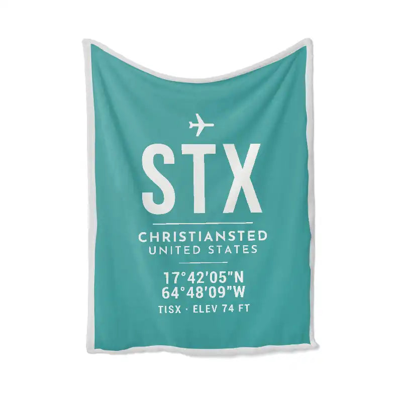 Henry E. Rohlsen Airport (STX) Bedding Sets & Blankets - Blanket - ID Tag - Turquoise