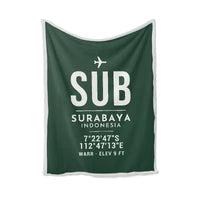 Thumbnail for Juanda International Airport Surabaya (SUB) Bedding Sets & Blankets - Blanket - ID Tag - Dark Green