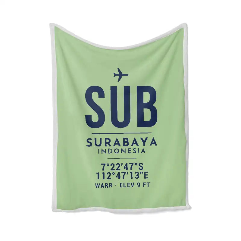 Juanda International Airport Surabaya (SUB) Bedding Sets & Blankets - Blanket - ID Tag - Light Green