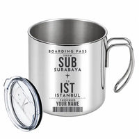 Thumbnail for Juanda International Airport Surabaya (SUB) Stainless Steel Mugs - Customizable Boarding Pass - Portable Mug - Silver