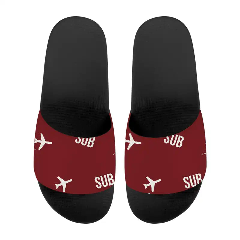 Juanda International Airport Surabaya (SUB) Slippers & Flip Flops - Slippers - Sport - Pattern - Dark Red