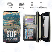 Thumbnail for Lamezia Terme International Airport (SUF) Leather Wallets - Zip Long Wallet - Scene + Name