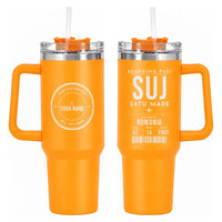 Thumbnail for Satu Mare International Airport (SUJ) Stainless Steel Mugs - Boarding Pass + Custom Back - 40oz Car Mug - Orange