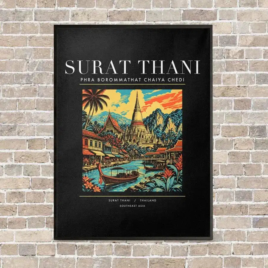 SURAT THANI - Poster - Canvas Framed - Black