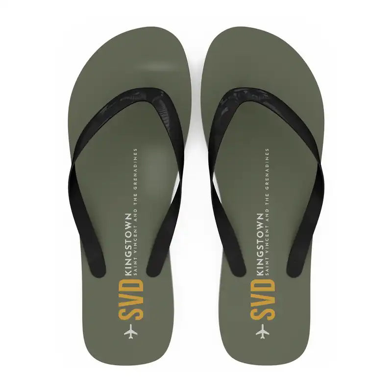 St Vincent Argyle International Airport (SVD) Slippers & Flip Flops - Slippers - Flip Flops - Code - Green Army