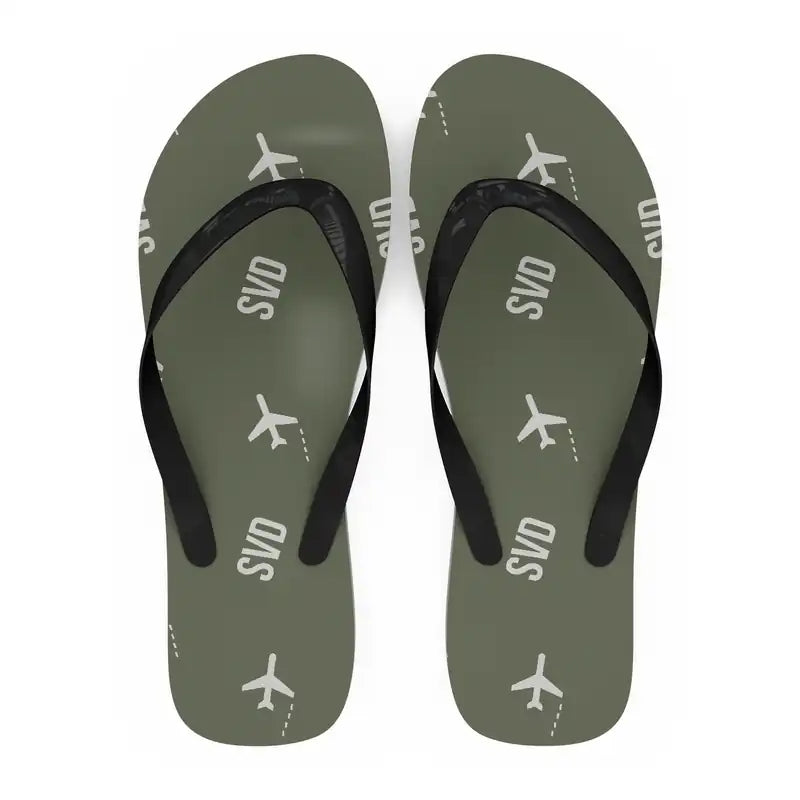St Vincent Argyle International Airport (SVD) Slippers & Flip Flops - Slippers - Flip Flops - Pattern - Green Army