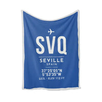 Thumbnail for Seville Airport (SVQ) Bedding Sets & Blankets - Blanket - ID Tag - Blue