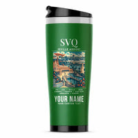Thumbnail for Seville Airport (SVQ) Travel Mugs - Poster + Name - Stainless Steel (No Holder) - Green