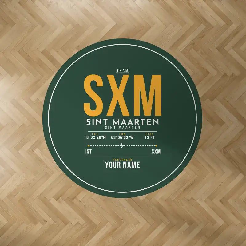 Princess Juliana International Airport Sint Maarten (SXM) Carpets - Carpet Round - ID Tag + Name - Dark Green