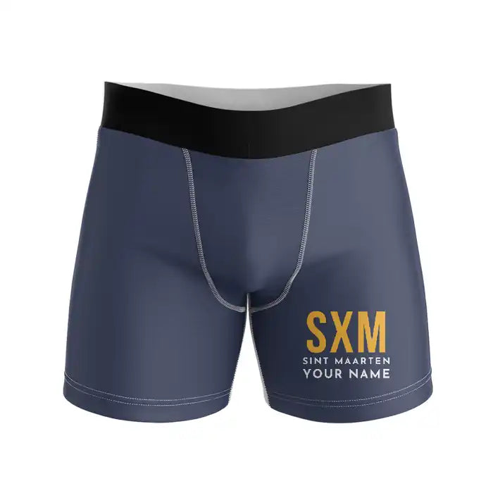 Princess Juliana International Airport Sint Maarten (SXM) Men Boxers - Code + Name - Navy Blue
