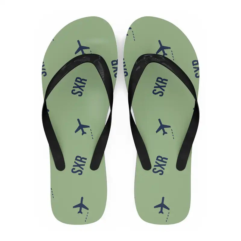 Sheikh ul-Alam International Airport (SXR) Slippers & Flip Flops - Slippers - Flip Flops - Pattern - Light Green