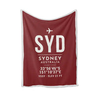 Thumbnail for Sydney Kingsford Smith Airport (SYD) Bedding Sets & Blankets - Blanket - ID Tag - Dark Red