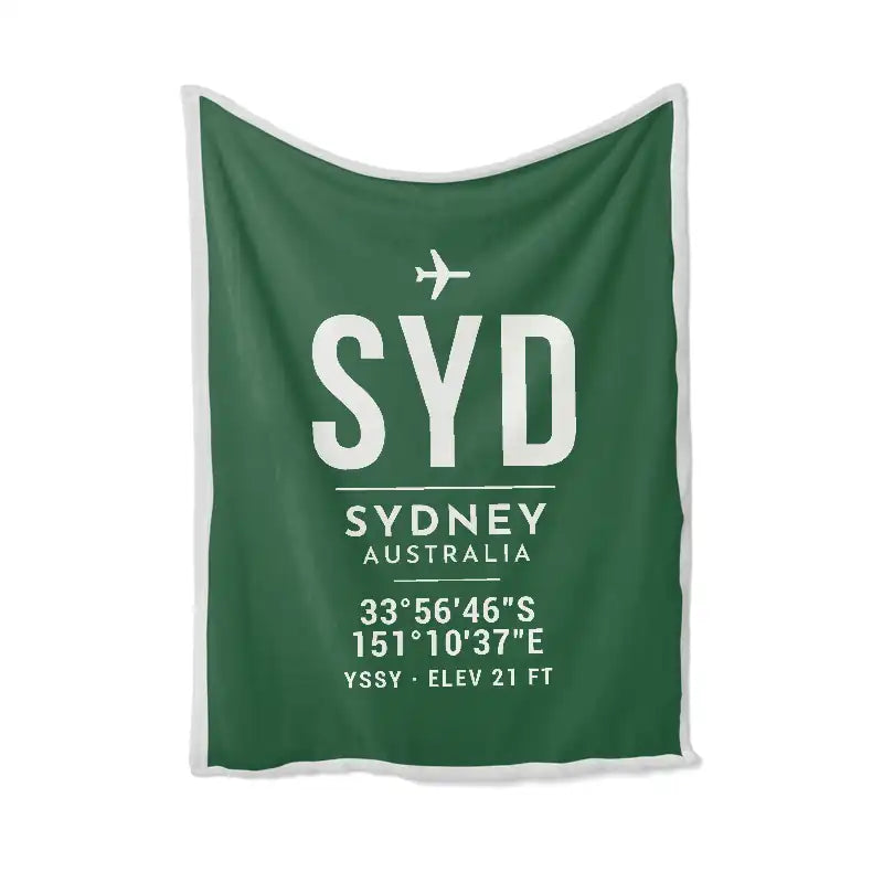 Sydney Kingsford Smith Airport (SYD) Bedding Sets & Blankets - Blanket - ID Tag - Green