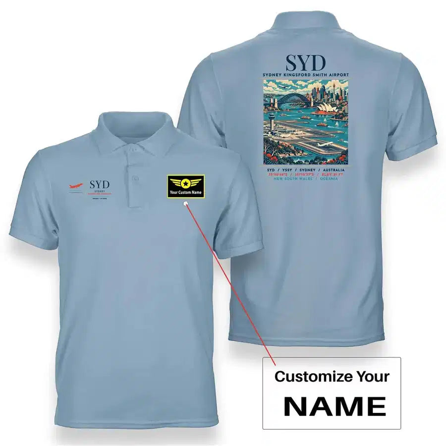 SYD - Poster - Double-Side Polo - Light Blue + Name