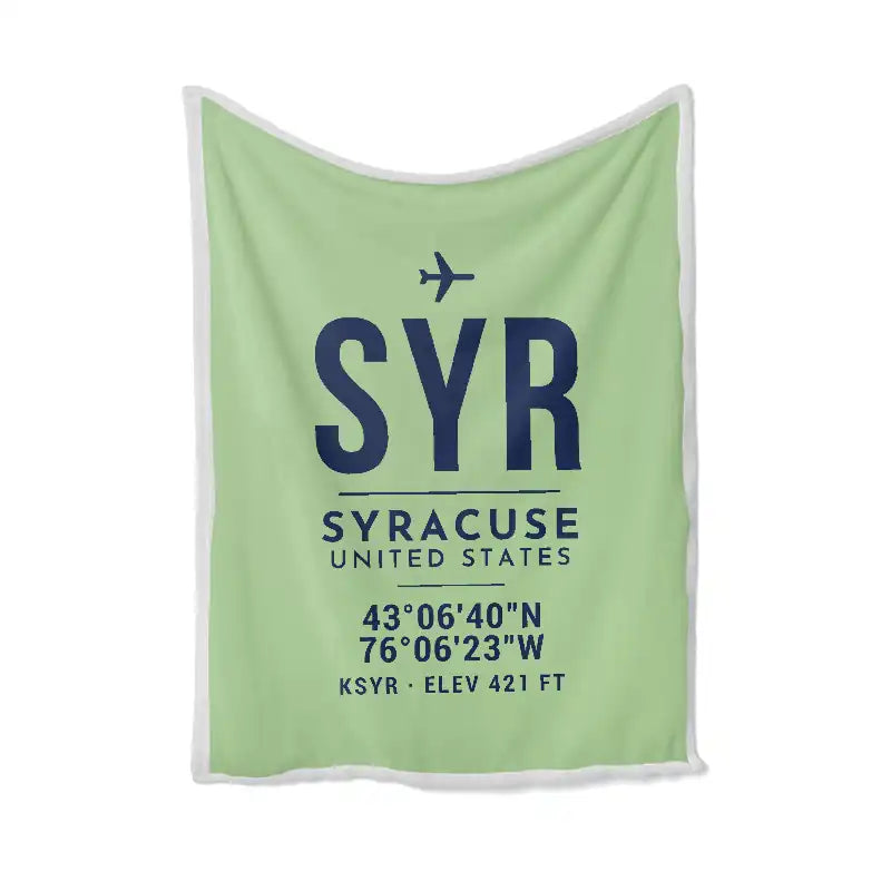 Syracuse Hancock International Airport (SYR) Bedding Sets & Blankets - Blanket - ID Tag - Light Green