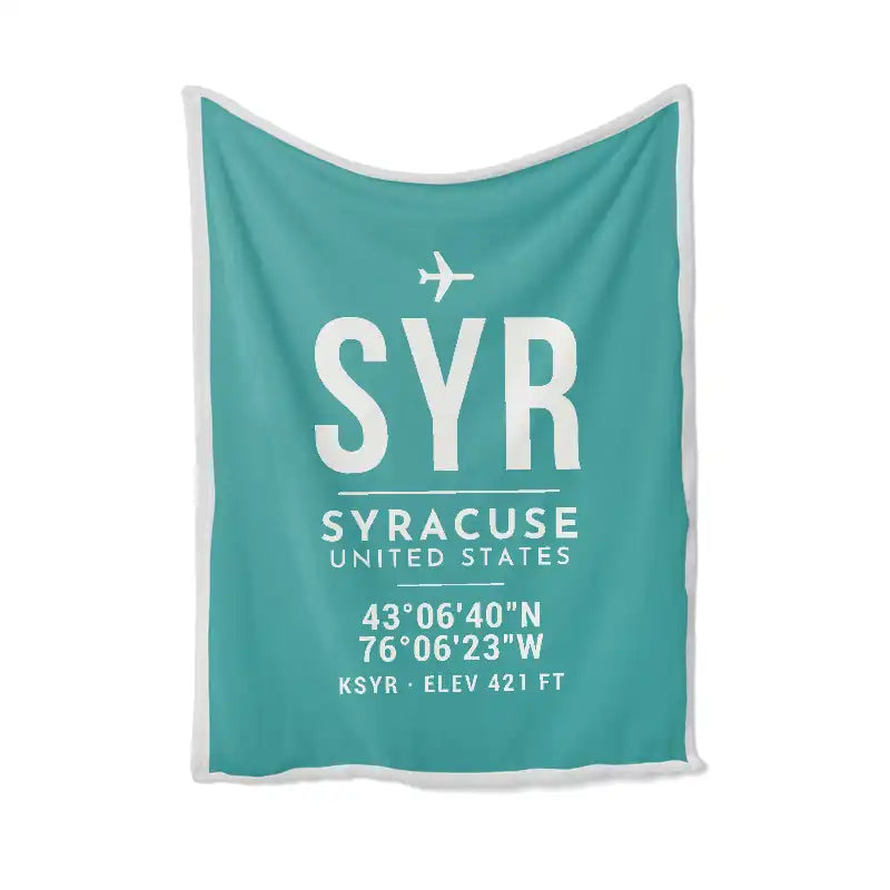 Syracuse Hancock International Airport (SYR) Bedding Sets & Blankets - Blanket - ID Tag - Turquoise