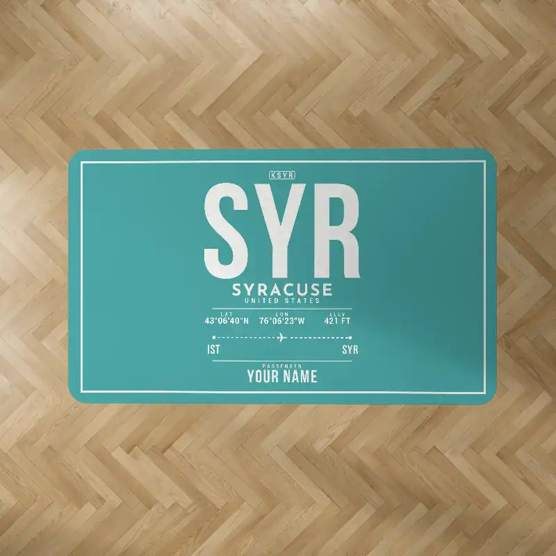 Syracuse Hancock International Airport (SYR) Carpets - Carpet Rectangle - ID Tag + Name - Turquoise