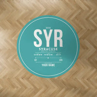 Thumbnail for Syracuse Hancock International Airport (SYR) Carpets - Carpet Round - ID Tag + Name - Turquoise