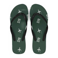 Thumbnail for Syracuse Hancock International Airport (SYR) Slippers & Flip Flops - Slippers - Flip Flops - Pattern - Dark Green