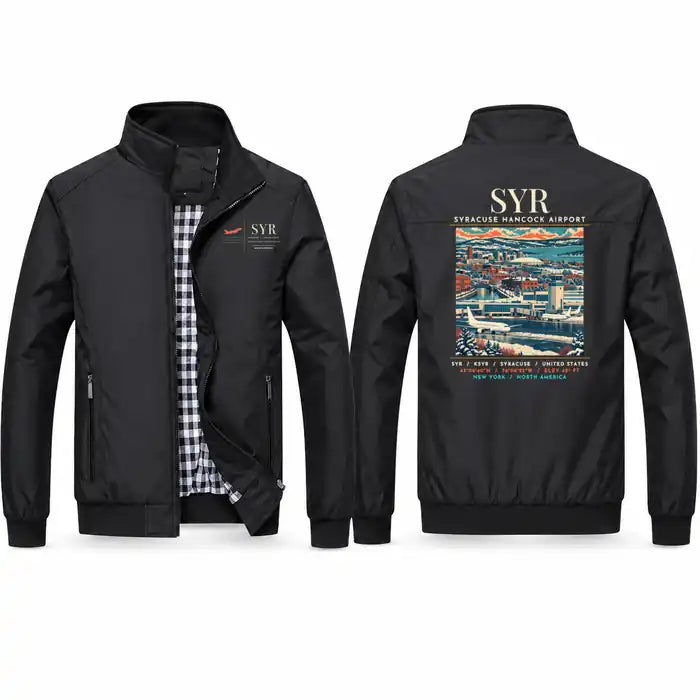 Syracuse Hancock International Airport (SYR) Stylish Jackets - Stand Collar - Poster - Black