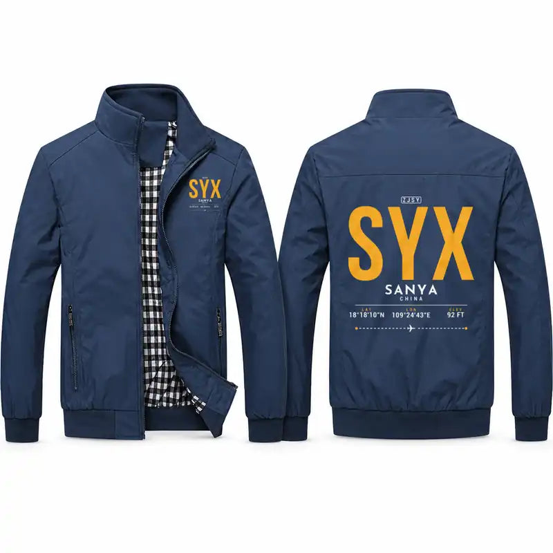 Sanya Phoenix International Airport (SYX) Stylish Jackets - Stand Collar - Tag - Navy Blue