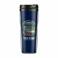 Thumbnail for Stornoway Airport (SYY) Travel Mugs - Badge + Name - Plastic (No Holder) - Dark Blue