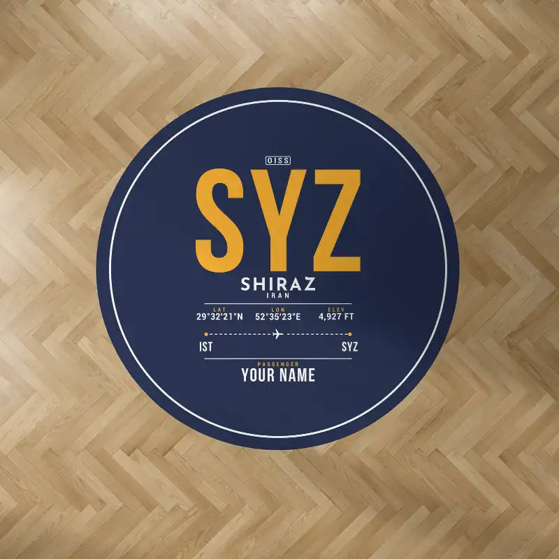 Shiraz Shahid Dastgheib International Airport (SYZ) Carpets - Carpet Round - ID Tag + Name - Dark Blue