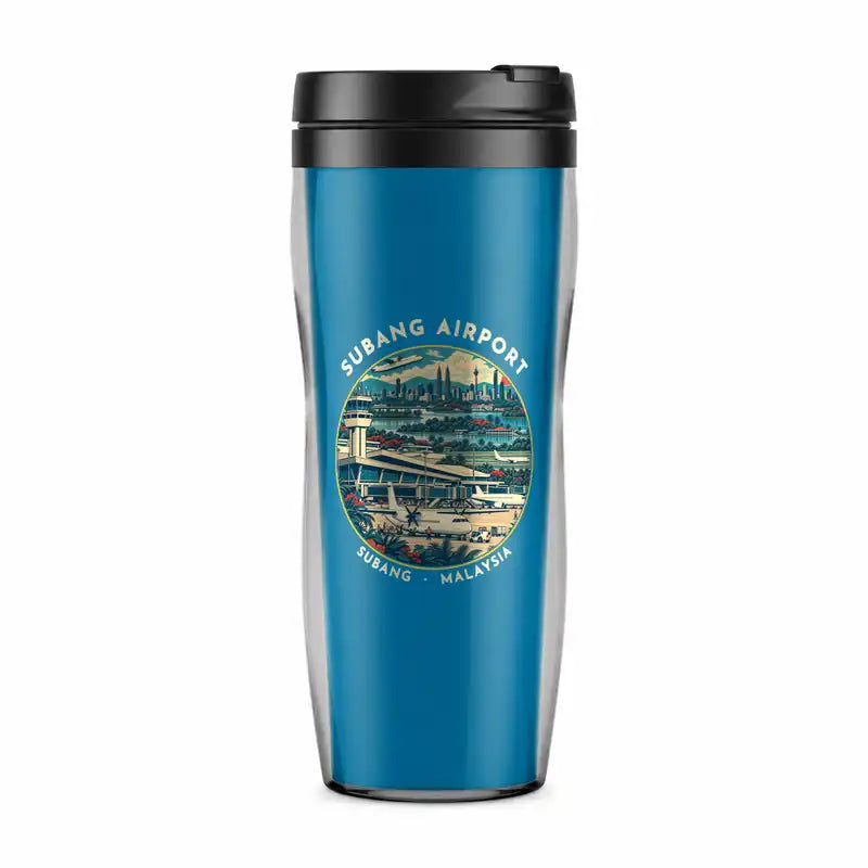 Kuala Lumpur Subang Sultan Abdul Aziz Shah Airport (SZB) Travel Mugs - Badge - Plastic (No Holder) - Light Blue