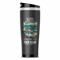 Thumbnail for Kuala Lumpur Subang Sultan Abdul Aziz Shah Airport (SZB) Travel Mugs - Poster + Name - Stainless Steel (No Holder) - Gray