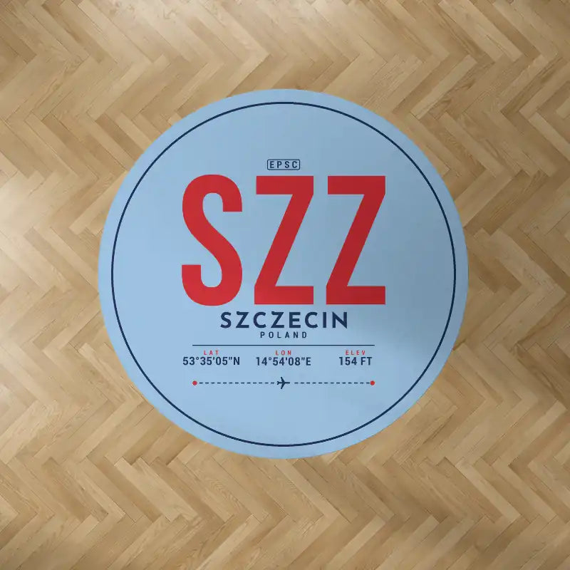 Szczecin-Goleniów Solidarność Airport (SZZ) Carpets - Carpet Round - ID Tag - Light Blue