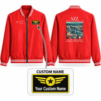 Thumbnail for Szczecin-Goleniów Solidarność Airport (SZZ) Stylish Jackets - Baseball Collar - Poster + Name - Red