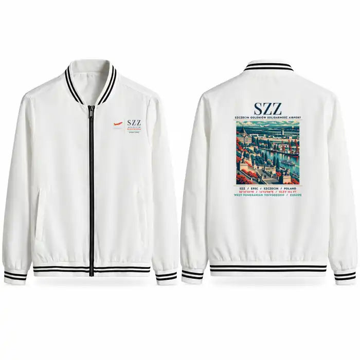 Szczecin-Goleniów Solidarność Airport (SZZ) Stylish Jackets - Baseball Collar - Poster - White