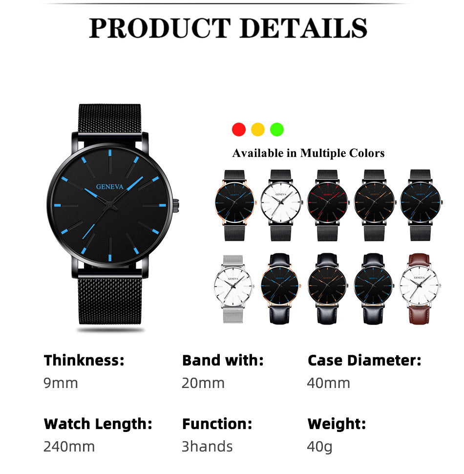 Minimalist Mens Fashion Ultra Thin Watches Simple Men Business Mesh Belt Quartz Wrist Watch